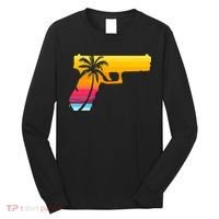 Tropical Gun Lover Firearm Beach Cute Hawaiian Gift Aloha Long Sleeve Shirt thumb 0
