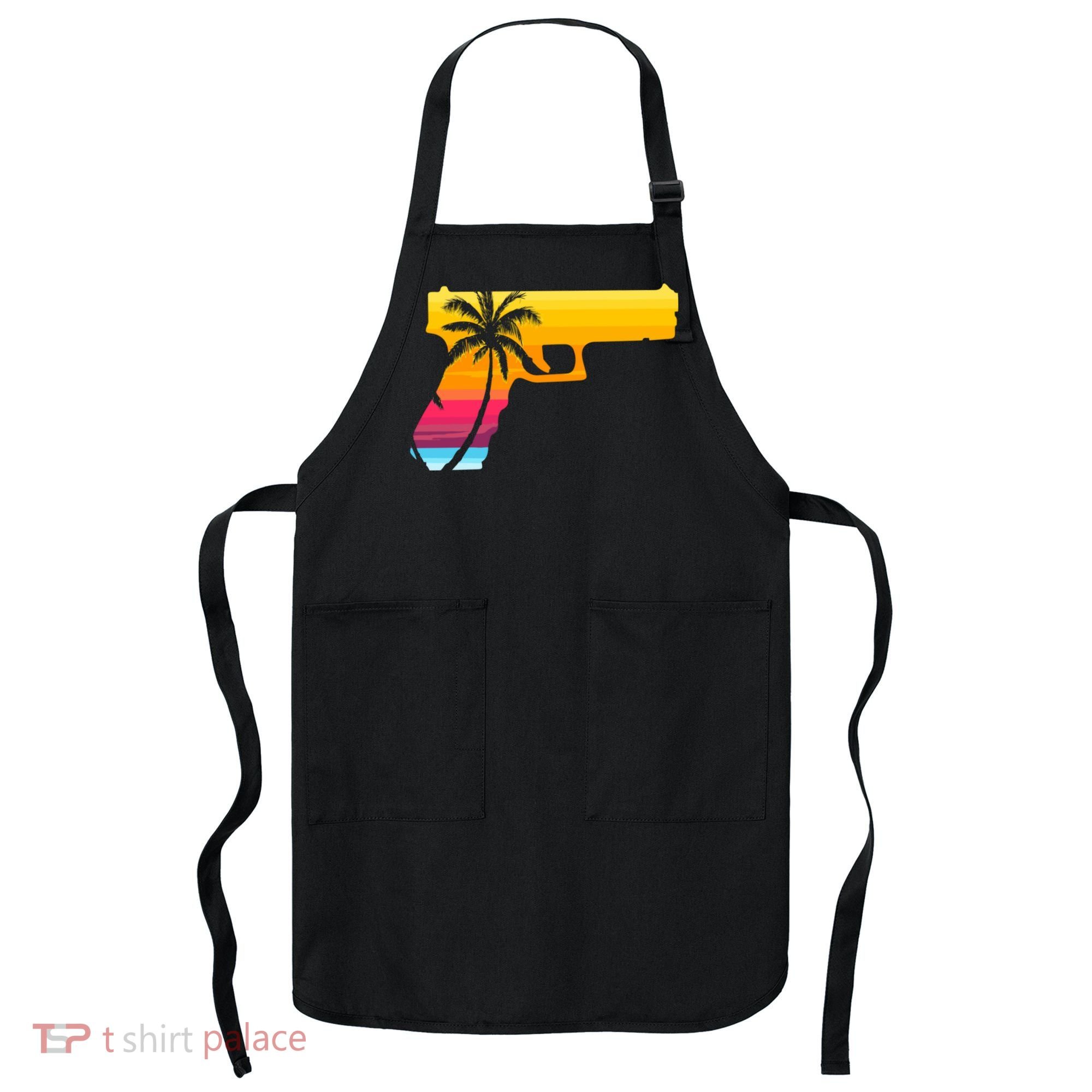 Tropical Gun Lover Firearm Beach Cute Hawaiian Gift Aloha Apron
