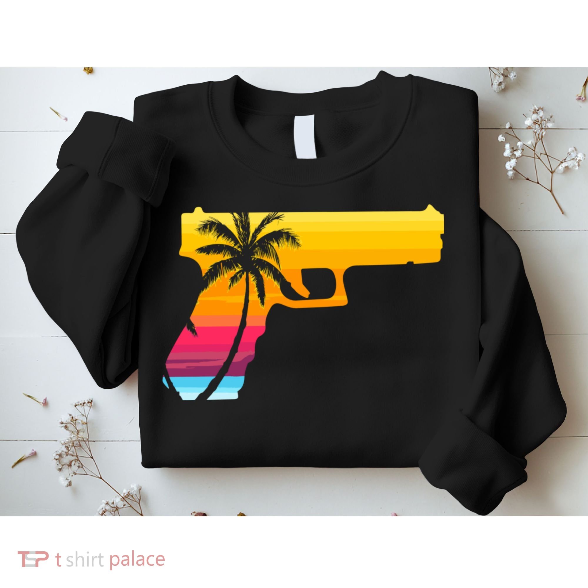 Tropical Gun Lover Firearm Beach Cute Hawaiian Gift Aloha Sweatshirt