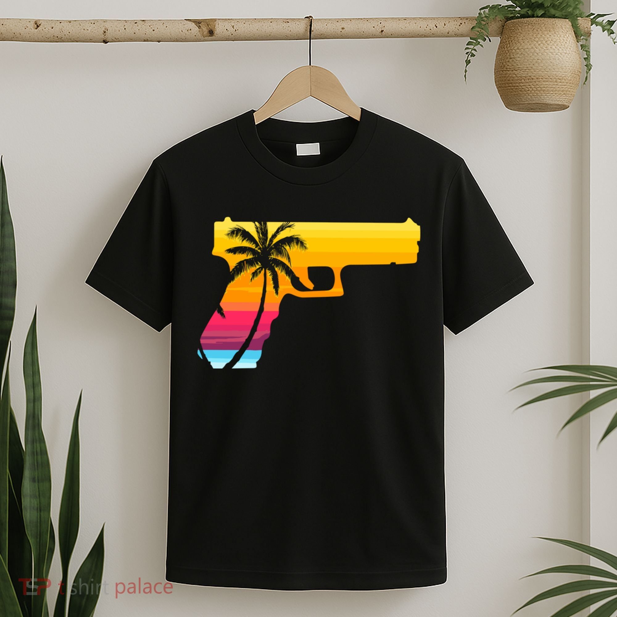 Tropical Gun Lover Firearm Beach Cute Hawaiian Gift Aloha T-Shirt