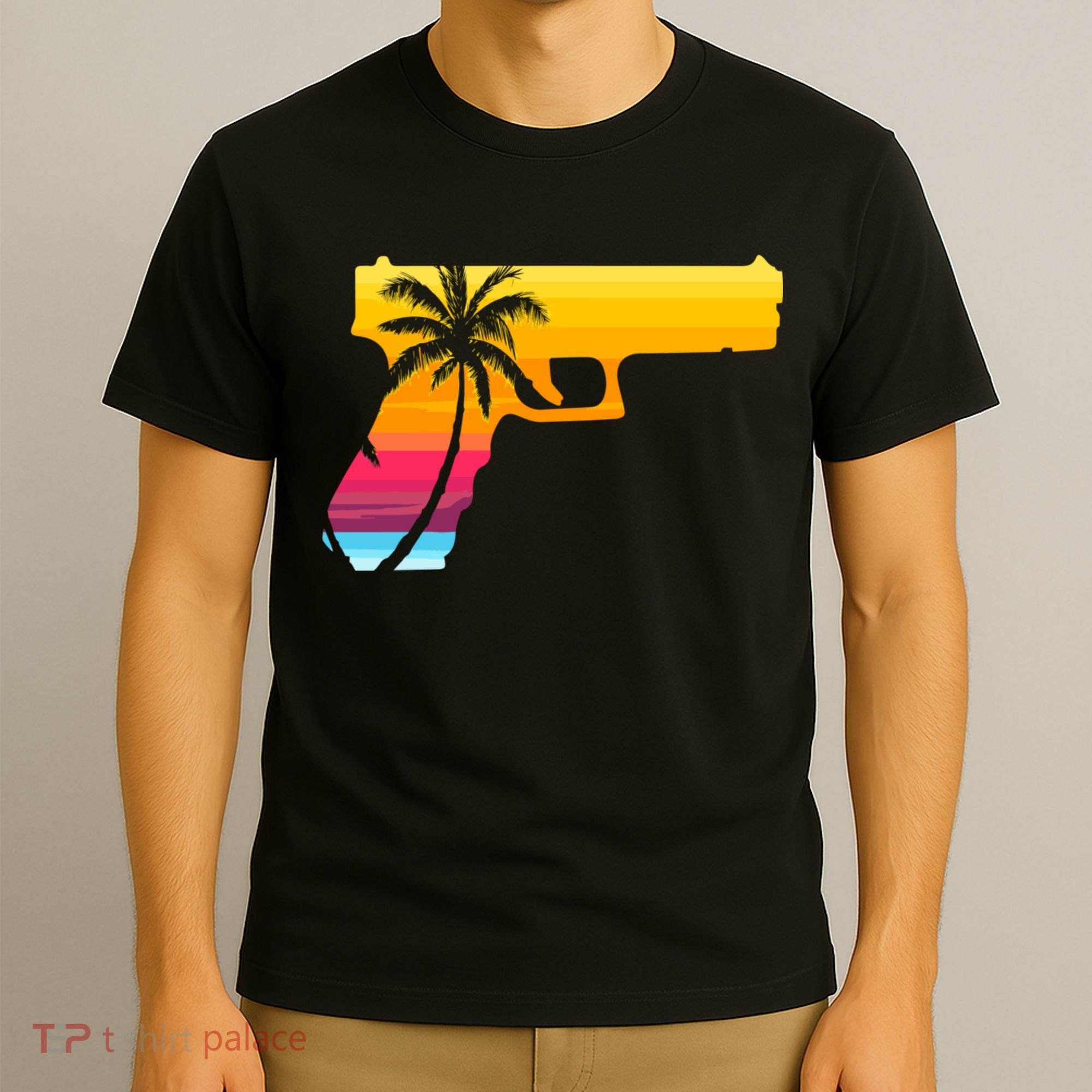 Tropical Gun Lover Firearm Beach Cute Hawaiian Gift Aloha T-Shirt
