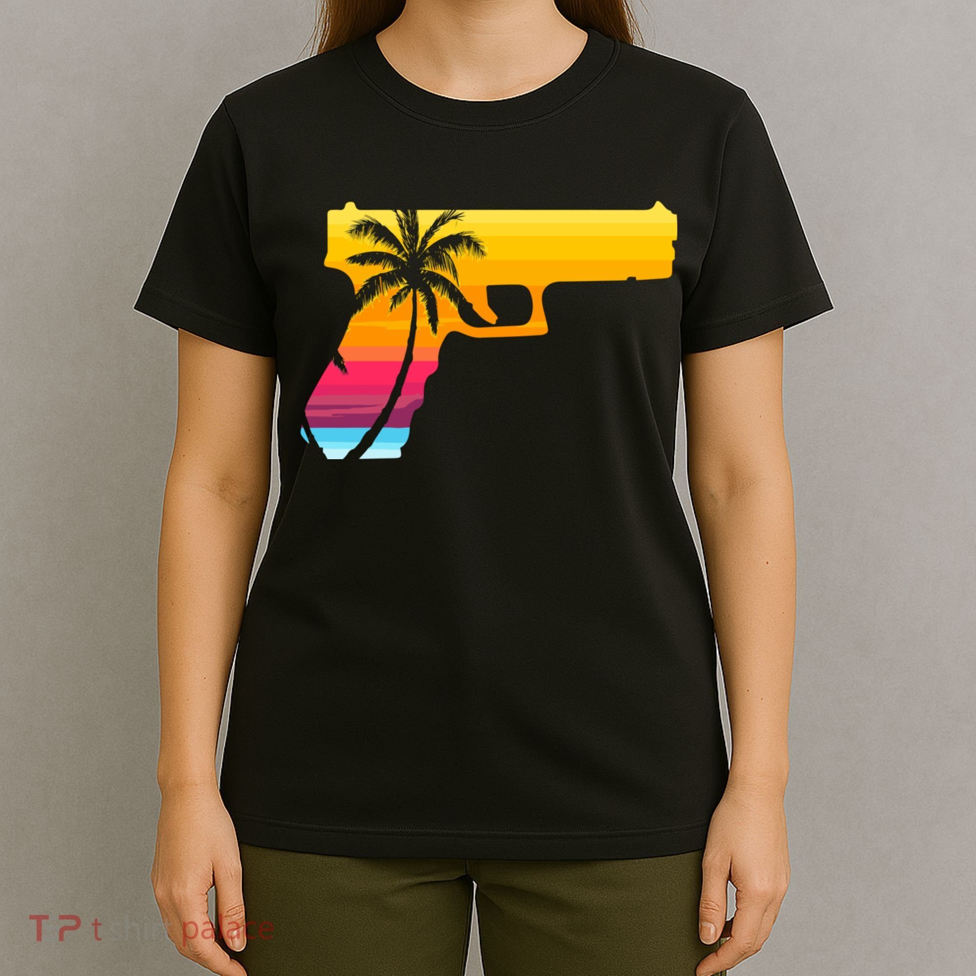 Tropical Gun Lover Firearm Beach Cute Hawaiian Gift Aloha T-Shirt
