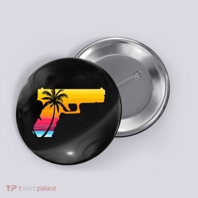Tropical Gun Lover Firearm Beach Cute Hawaiian Gift Aloha Button