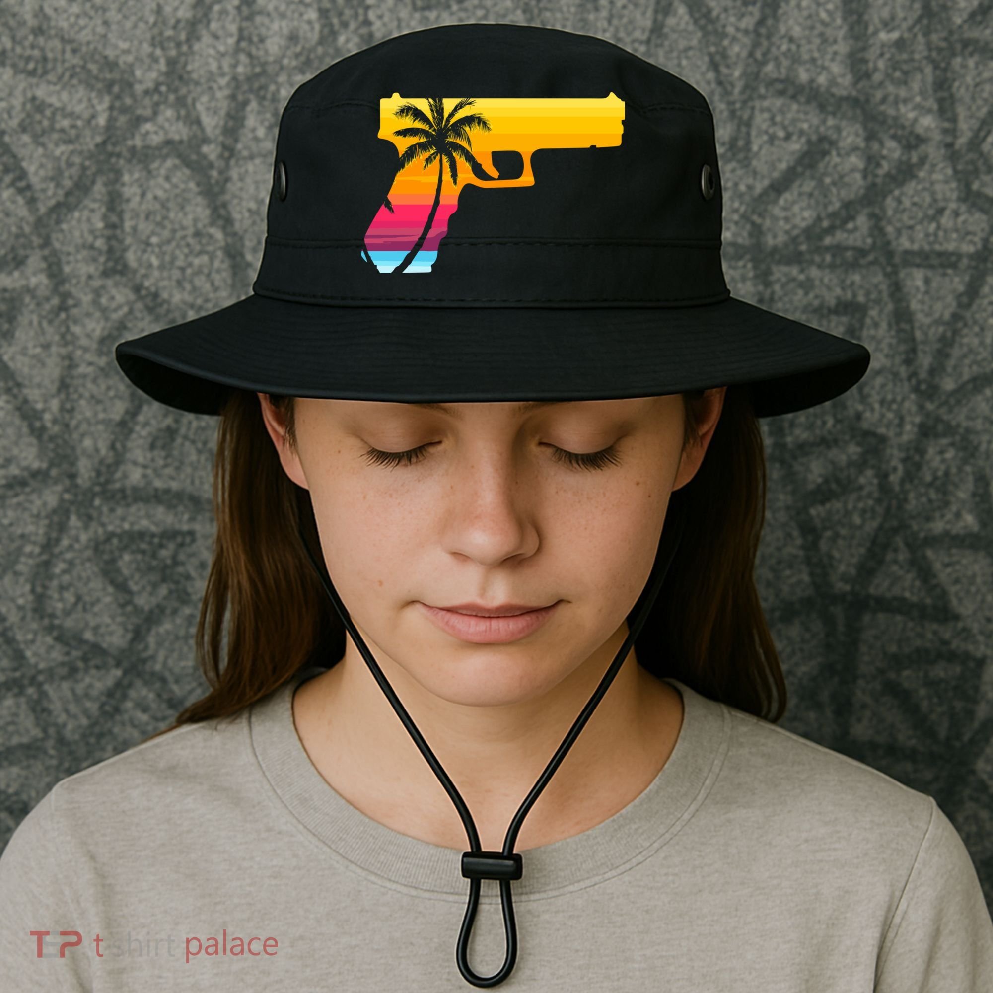 Tropical Gun Lover Firearm Beach Cute Hawaiian Gift Aloha Bucket Hat