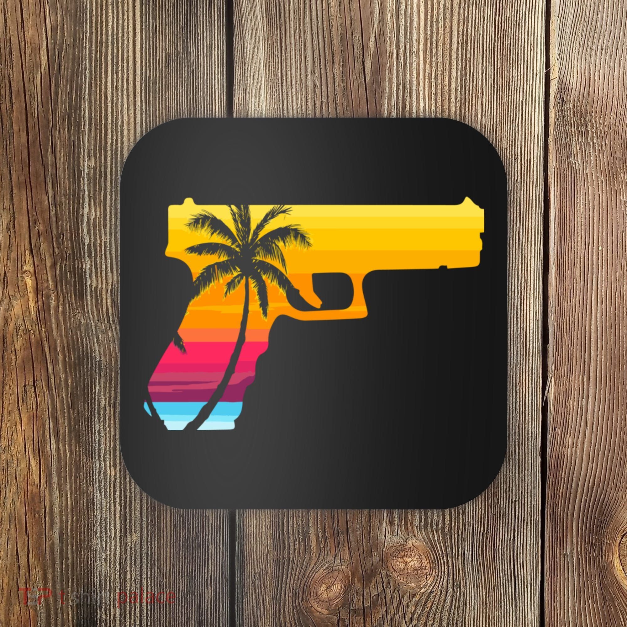 Tropical Gun Lover Firearm Beach Cute Hawaiian Gift Aloha Coaster