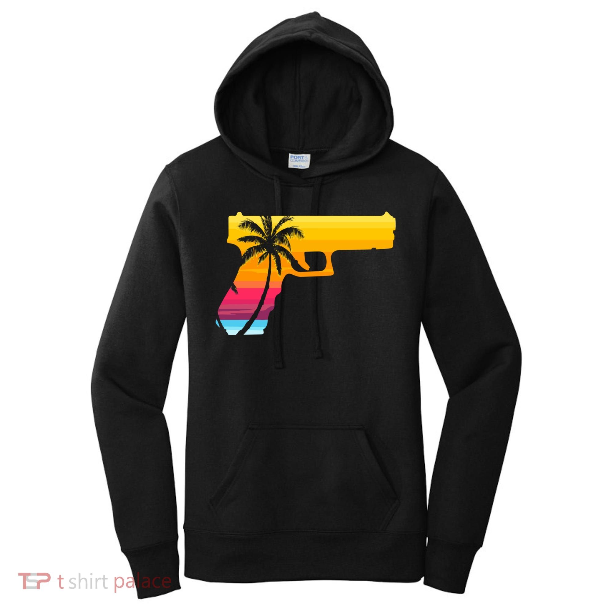 Tropical Gun Lover Firearm Beach Cute Hawaiian Gift Aloha Women's Hoodie
