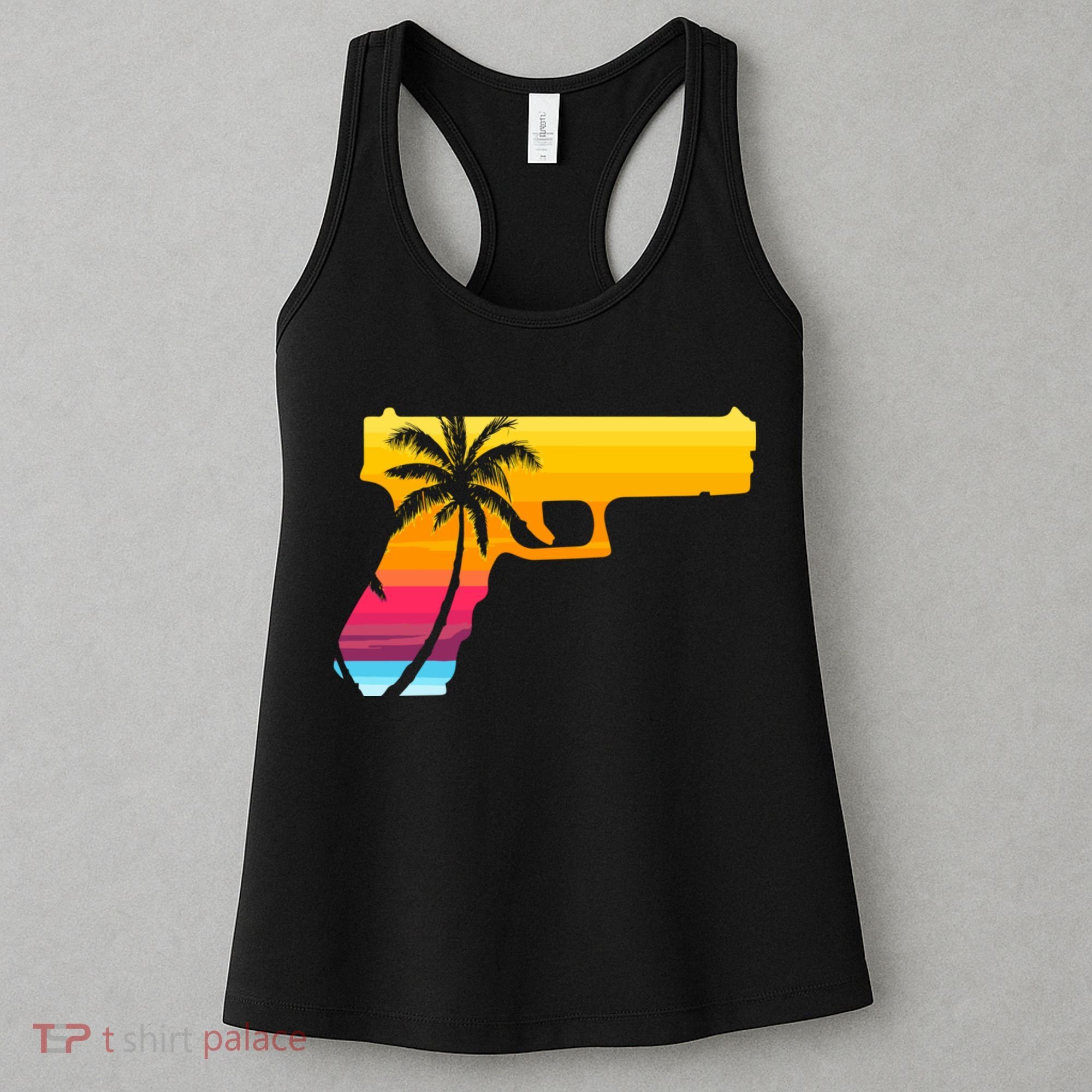 Tropical Gun Lover Firearm Beach Cute Hawaiian Gift Aloha Women's Tank Top