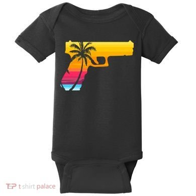 Tropical Gun Lover Firearm Beach Cute Hawaiian Gift Aloha Baby Bodysuit