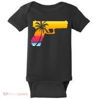 Tropical Gun Lover Firearm Beach Cute Hawaiian Gift Aloha Baby Bodysuit thumb 0