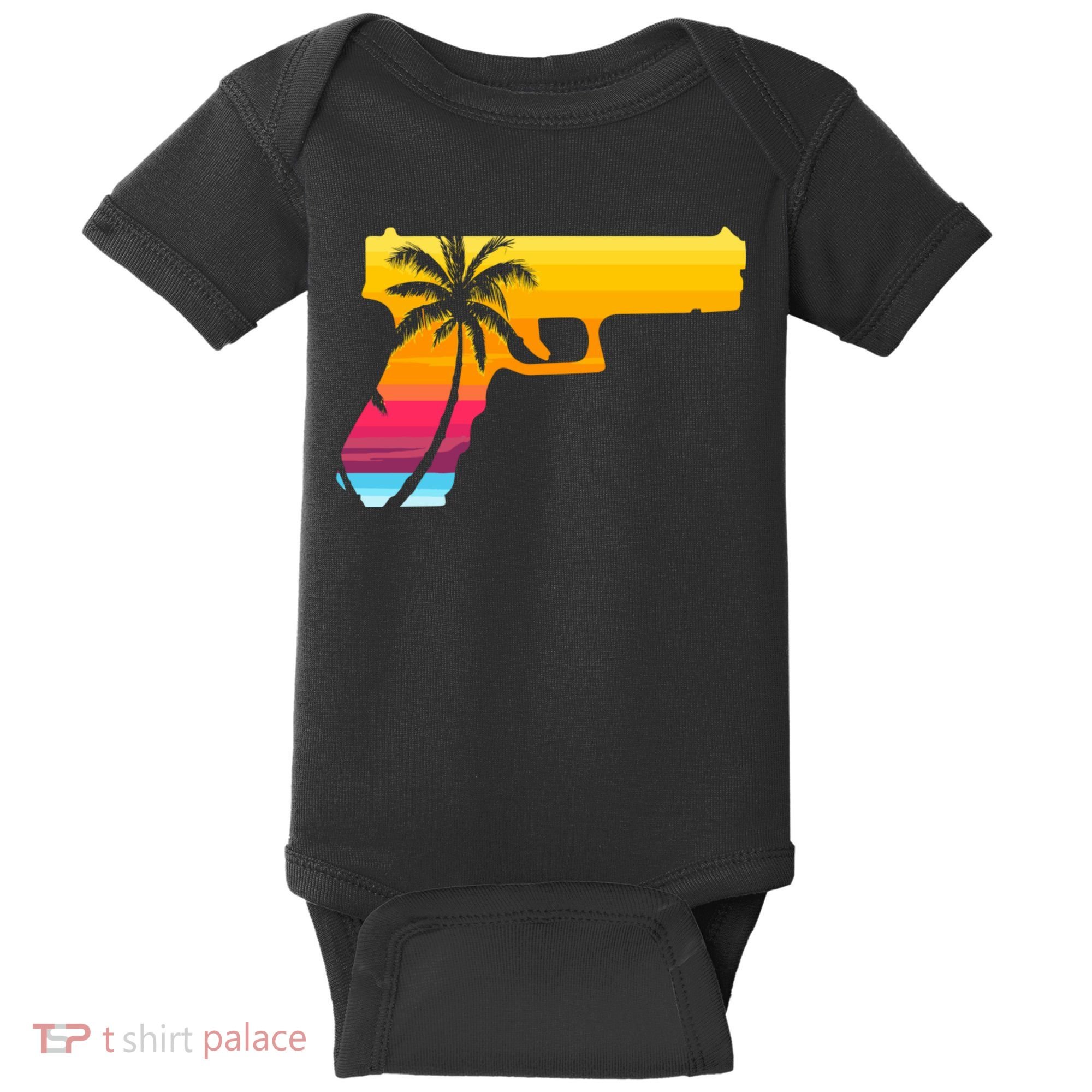 Tropical Gun Lover Firearm Beach Cute Hawaiian Gift Aloha Baby Bodysuit