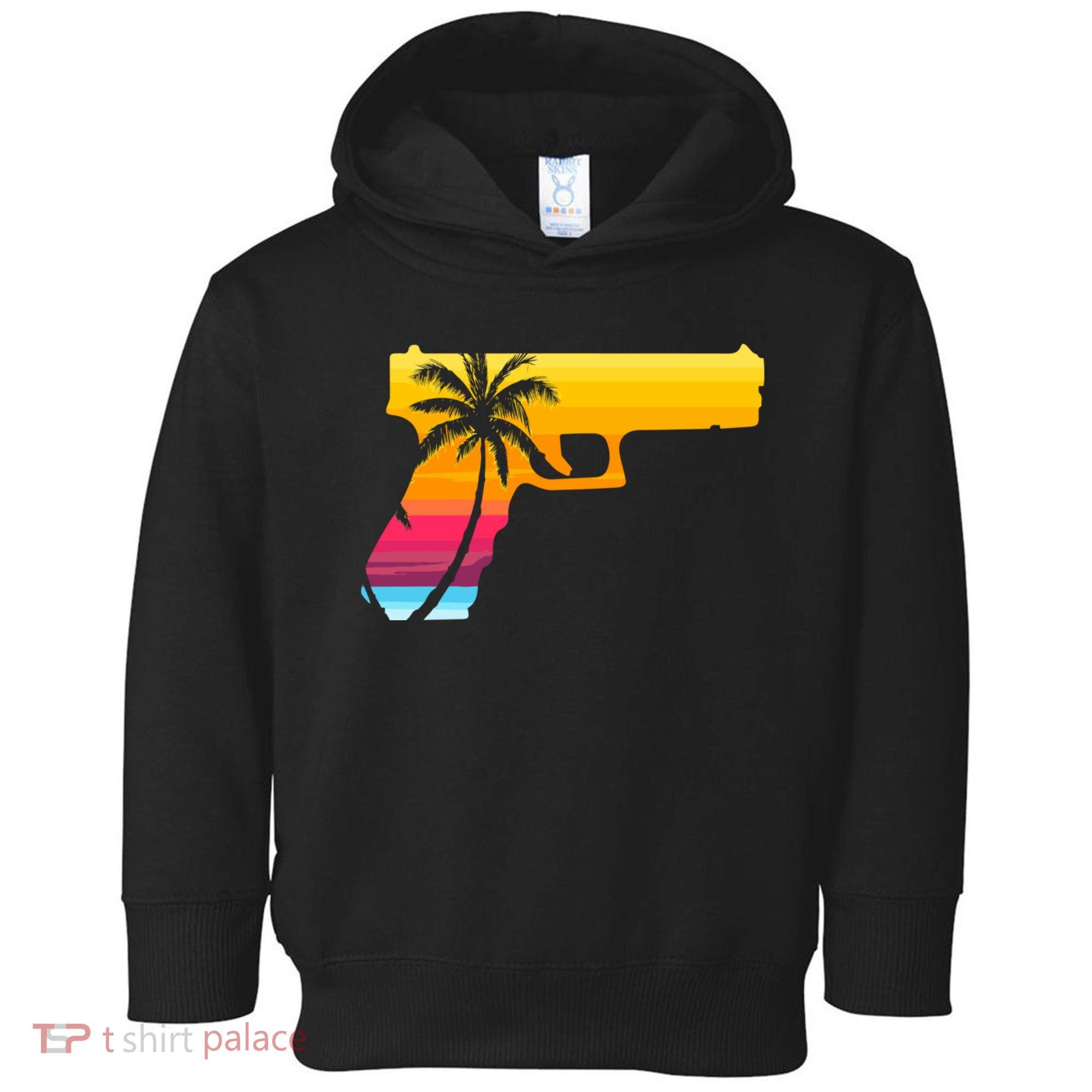 Tropical Gun Lover Firearm Beach Cute Hawaiian Gift Aloha Toddler Hoodie