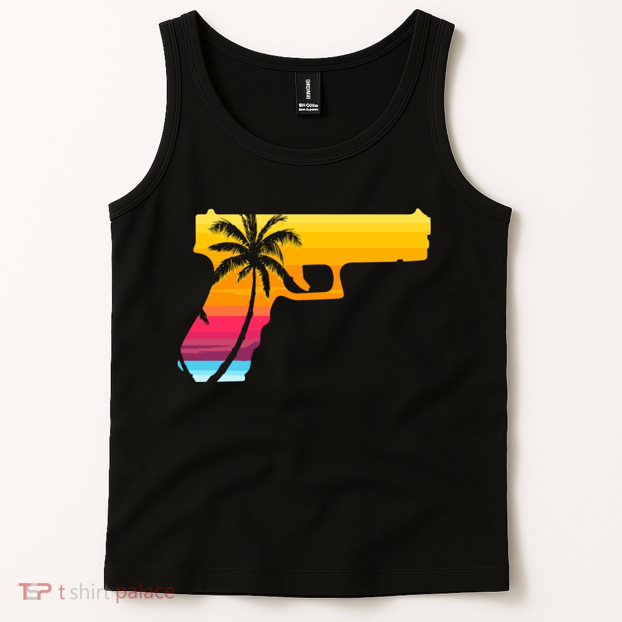 Tropical Gun Lover Firearm Beach Cute Hawaiian Gift Aloha Tank Top