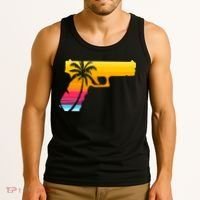 Tropical Gun Lover Firearm Beach Cute Hawaiian Gift Aloha Tank Top thumb 3