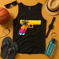 Tropical Gun Lover Firearm Beach Cute Hawaiian Gift Aloha Tank Top thumb 4