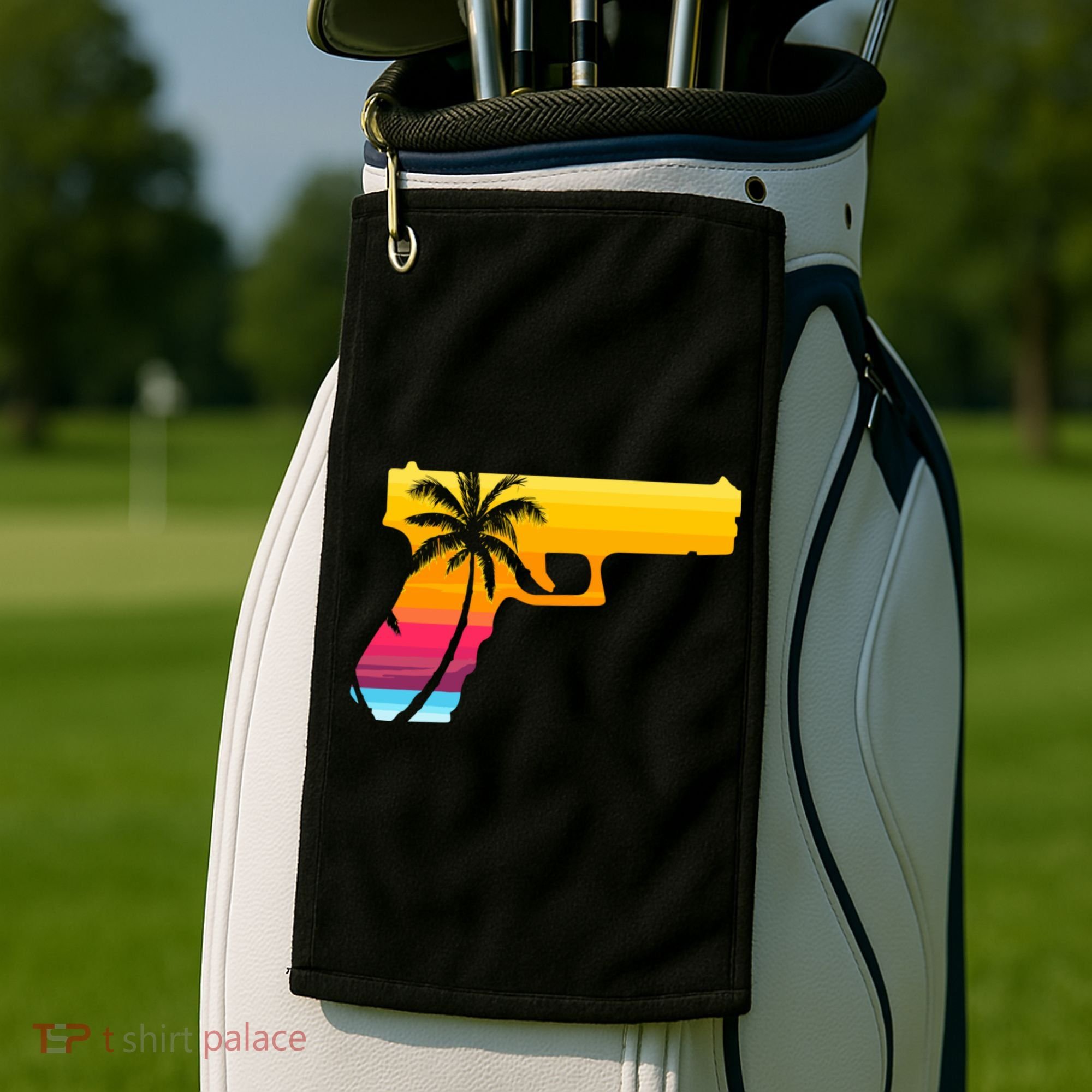 Tropical Gun Lover Firearm Beach Cute Hawaiian Gift Aloha Golf Towel