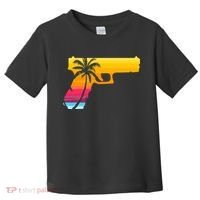 Tropical Gun Lover Firearm Beach Cute Hawaiian Gift Aloha Toddler T-Shirt thumb 0