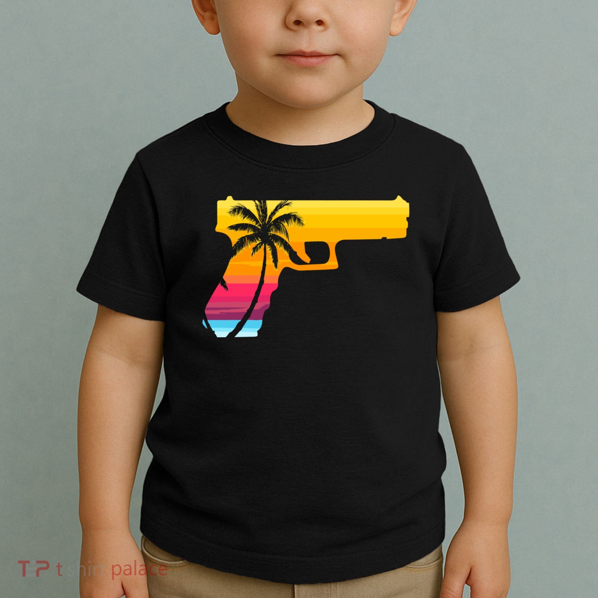 Tropical Gun Lover Firearm Beach Cute Hawaiian Gift Aloha Toddler T-Shirt