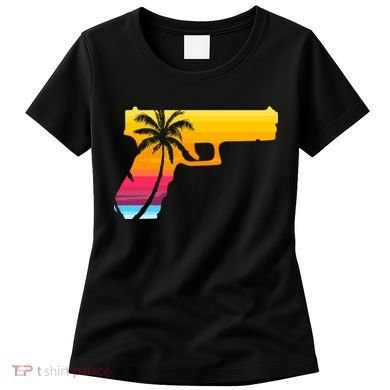 Tropical Gun Lover Firearm Beach Cute Hawaiian Gift Aloha Women's T-Shirt