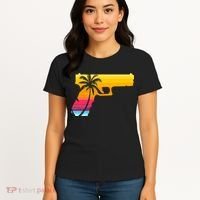 Tropical Gun Lover Firearm Beach Cute Hawaiian Gift Aloha Women's T-Shirt thumb 4