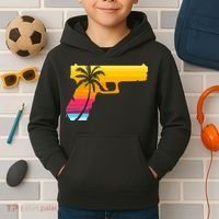 Tropical Gun Lover Firearm Beach Cute Hawaiian Gift Aloha Kids Hoodie thumb 2