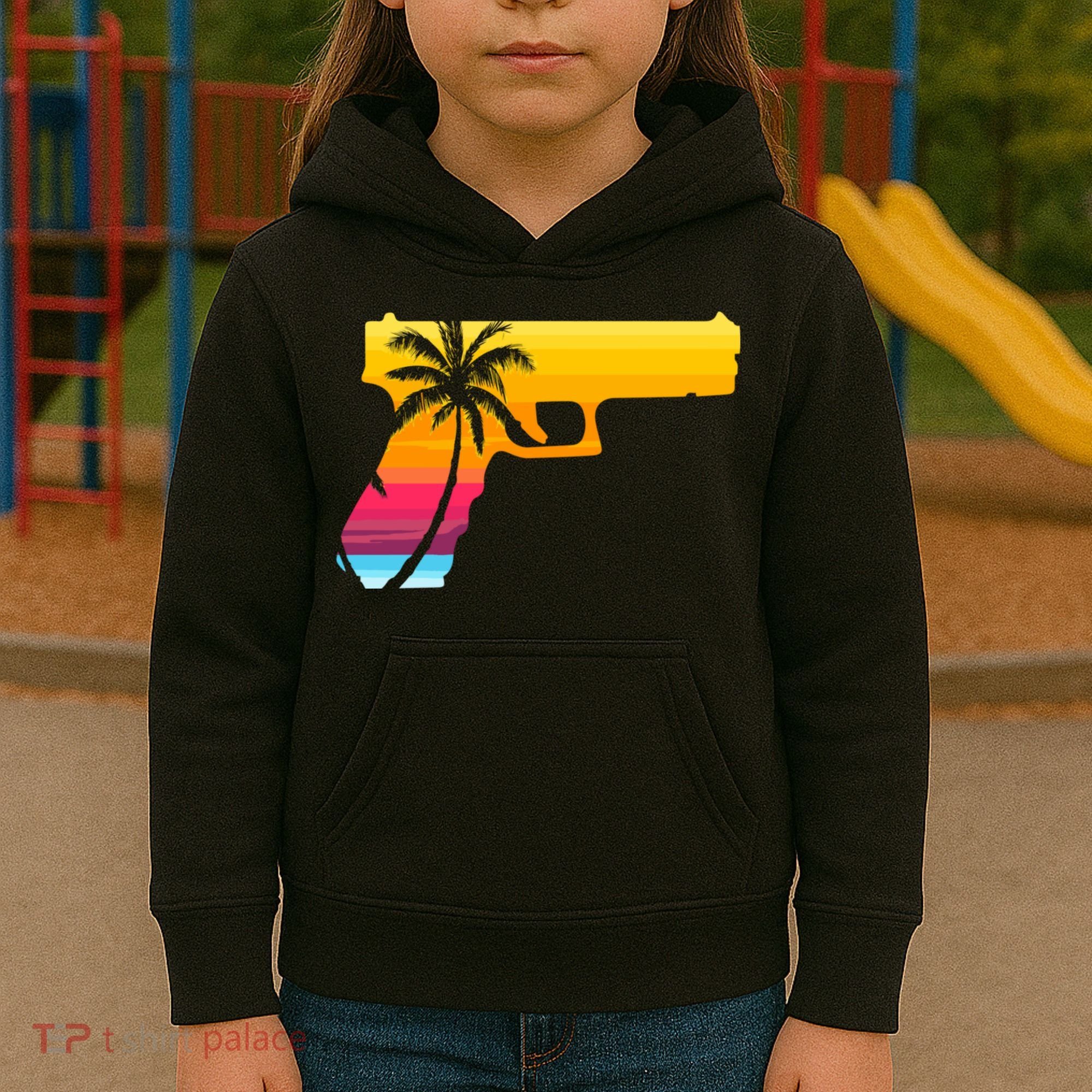 Tropical Gun Lover Firearm Beach Cute Hawaiian Gift Aloha Kids Hoodie