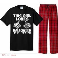 This Girl Lovers Halloween Satan Scare Black White Skeleton Pajama Set thumb 0