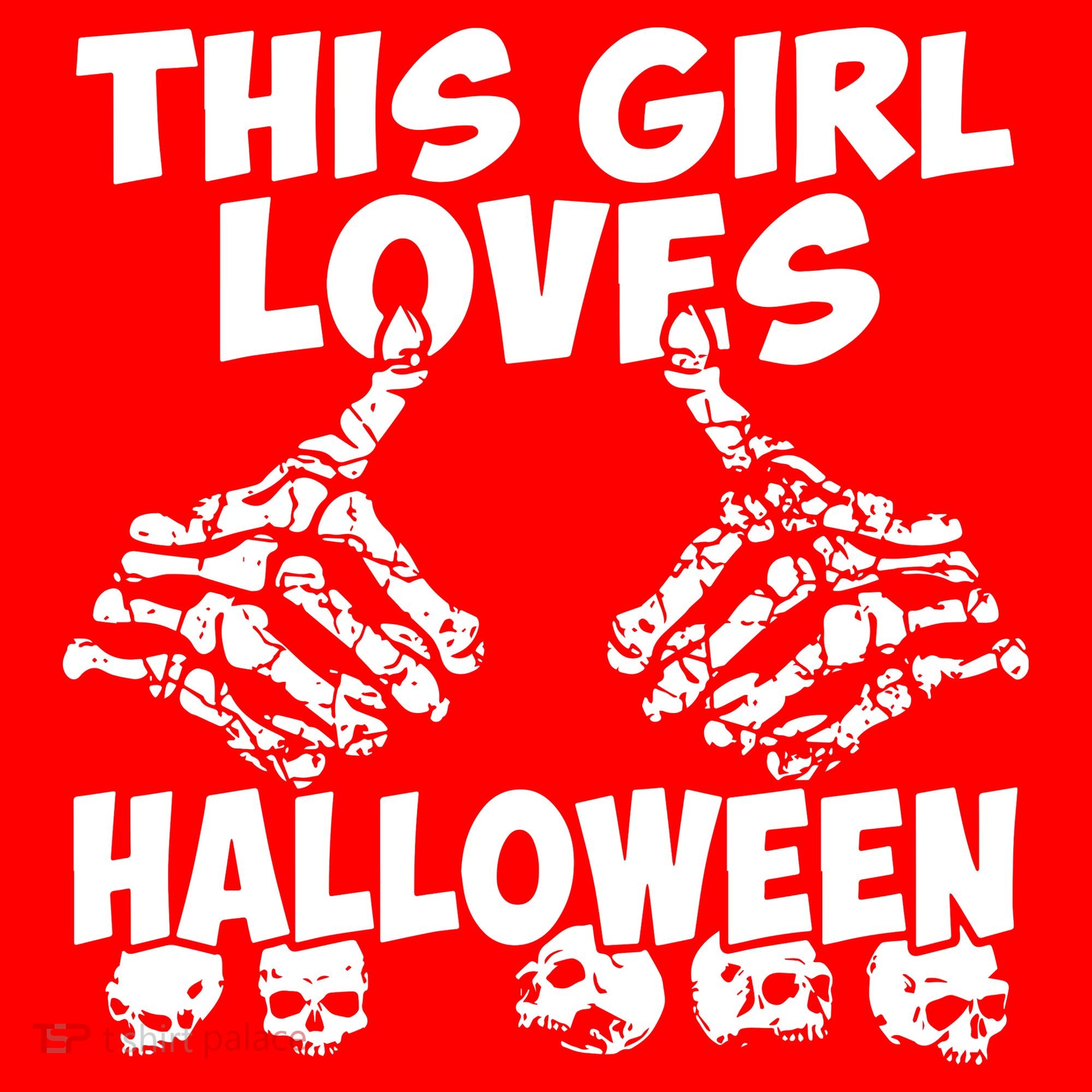 This Girl Lovers Halloween Satan Scare Black White Skeleton Santa Hat