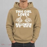 This Girl Lovers Halloween Satan Scare Black White Skeleton Hoodie thumb 0