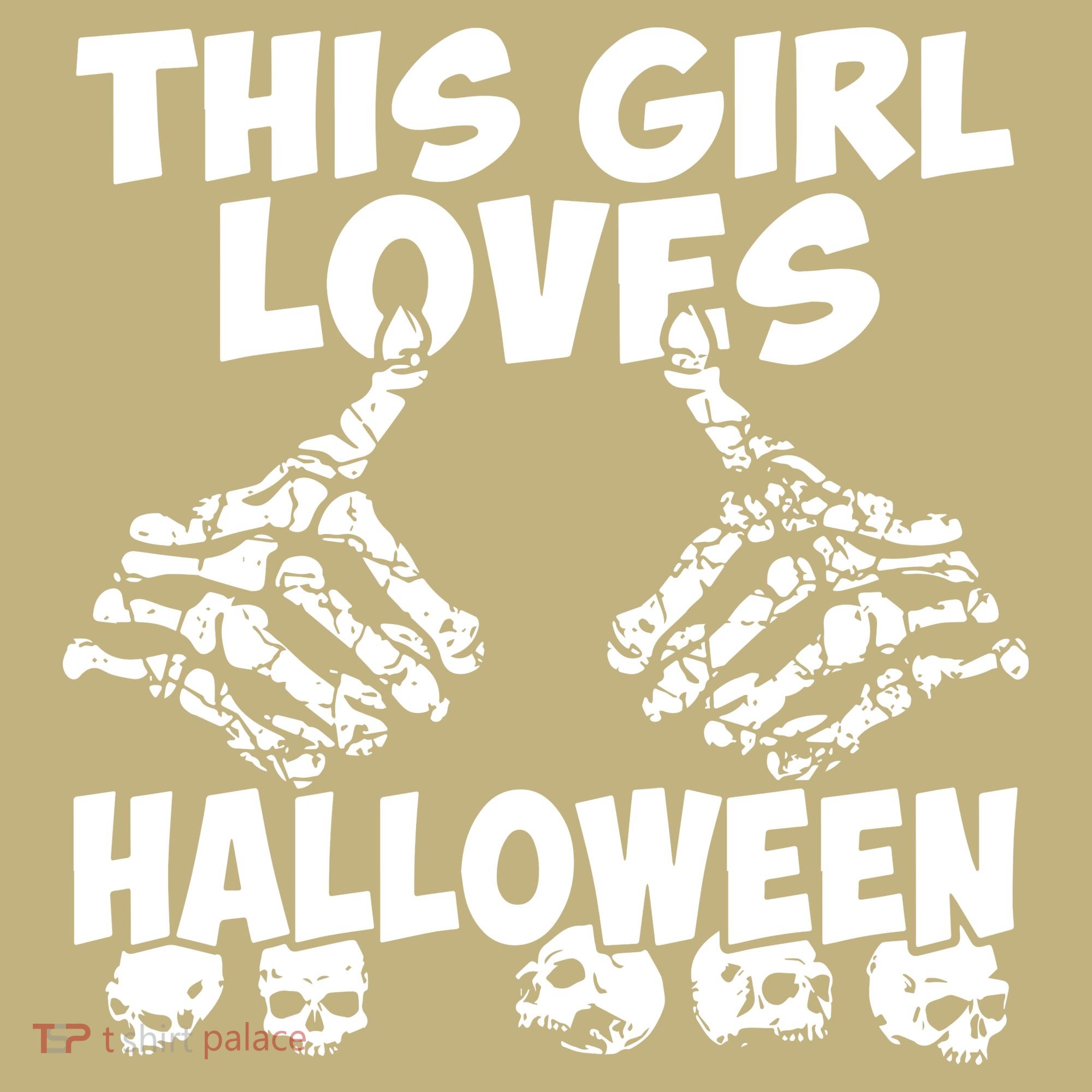 This Girl Lovers Halloween Satan Scare Black White Skeleton Long Sleeve Shirt