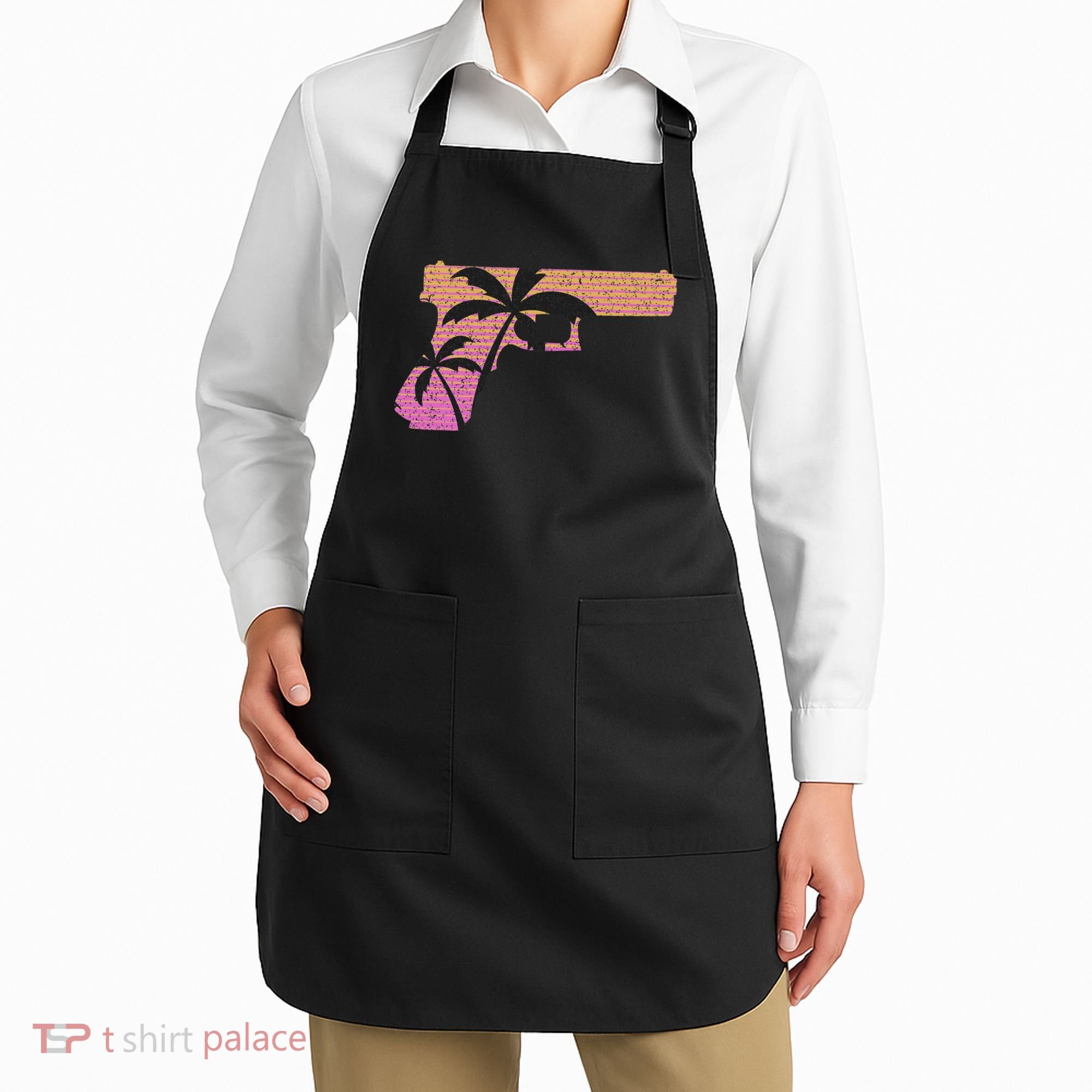 Tropical Gun Lover Firearm Beach Cute Hawaiian Gift Aloha Apron