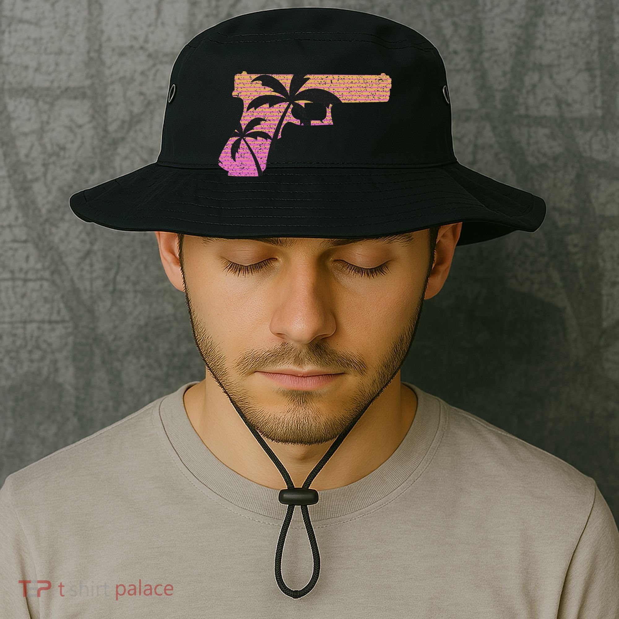 Tropical Gun Lover Firearm Beach Cute Hawaiian Gift Aloha Bucket Hat