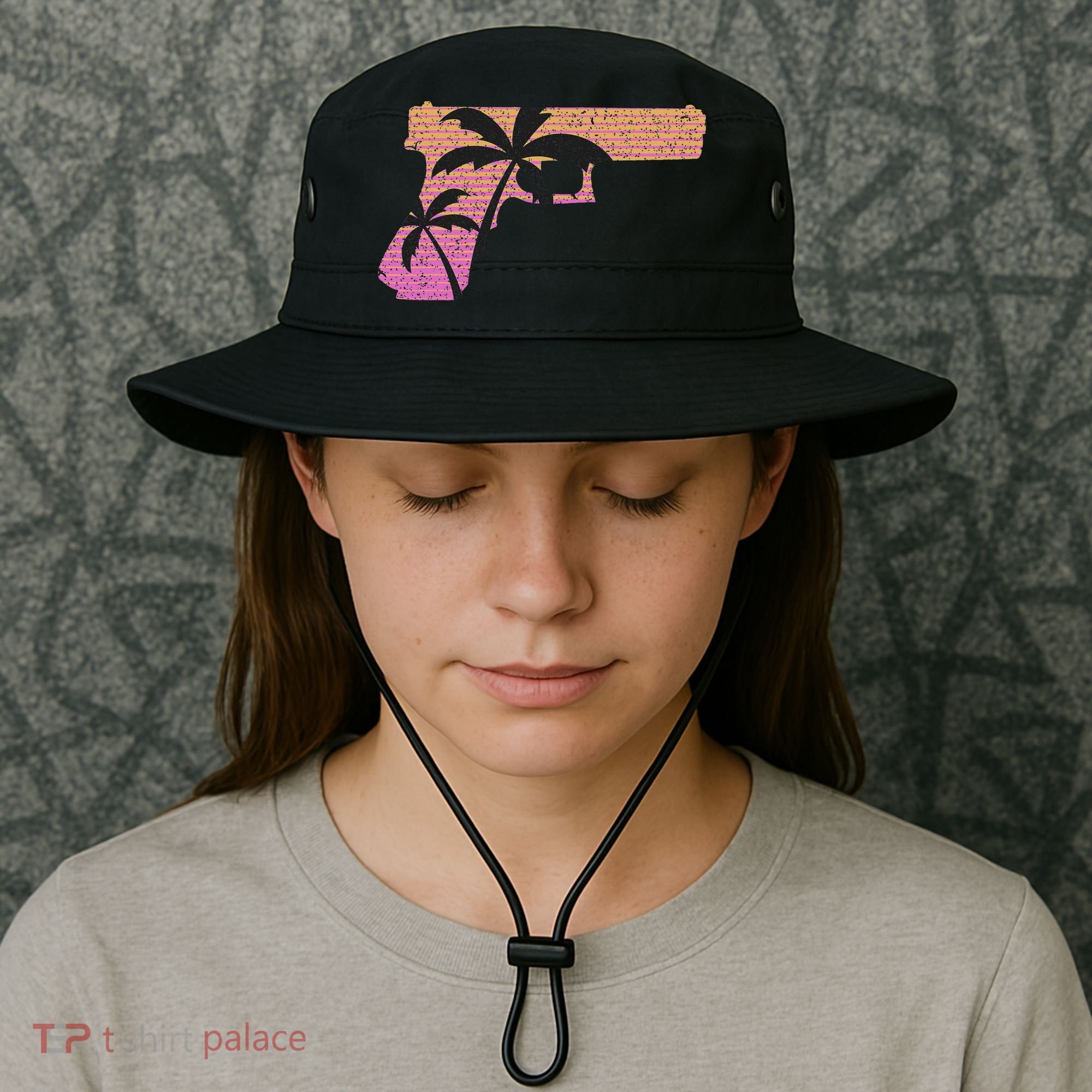 Tropical Gun Lover Firearm Beach Cute Hawaiian Gift Aloha Bucket Hat