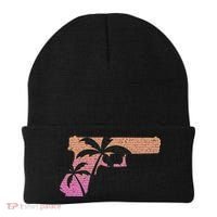 Tropical Gun Lover Firearm Beach Cute Hawaiian Gift Aloha Beanie thumb 0