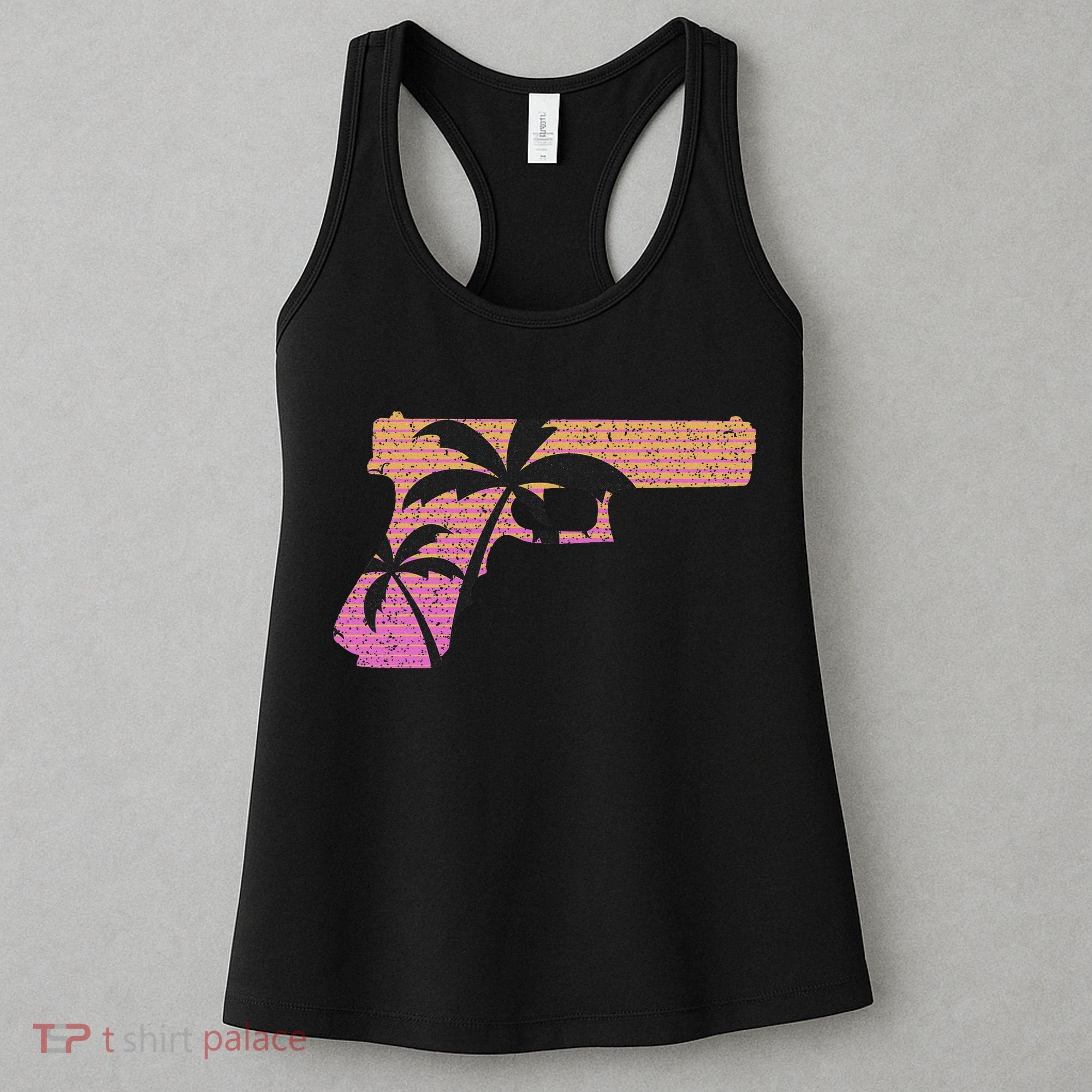 Tropical Gun Lover Firearm Beach Cute Hawaiian Gift Aloha Women's Tank Top