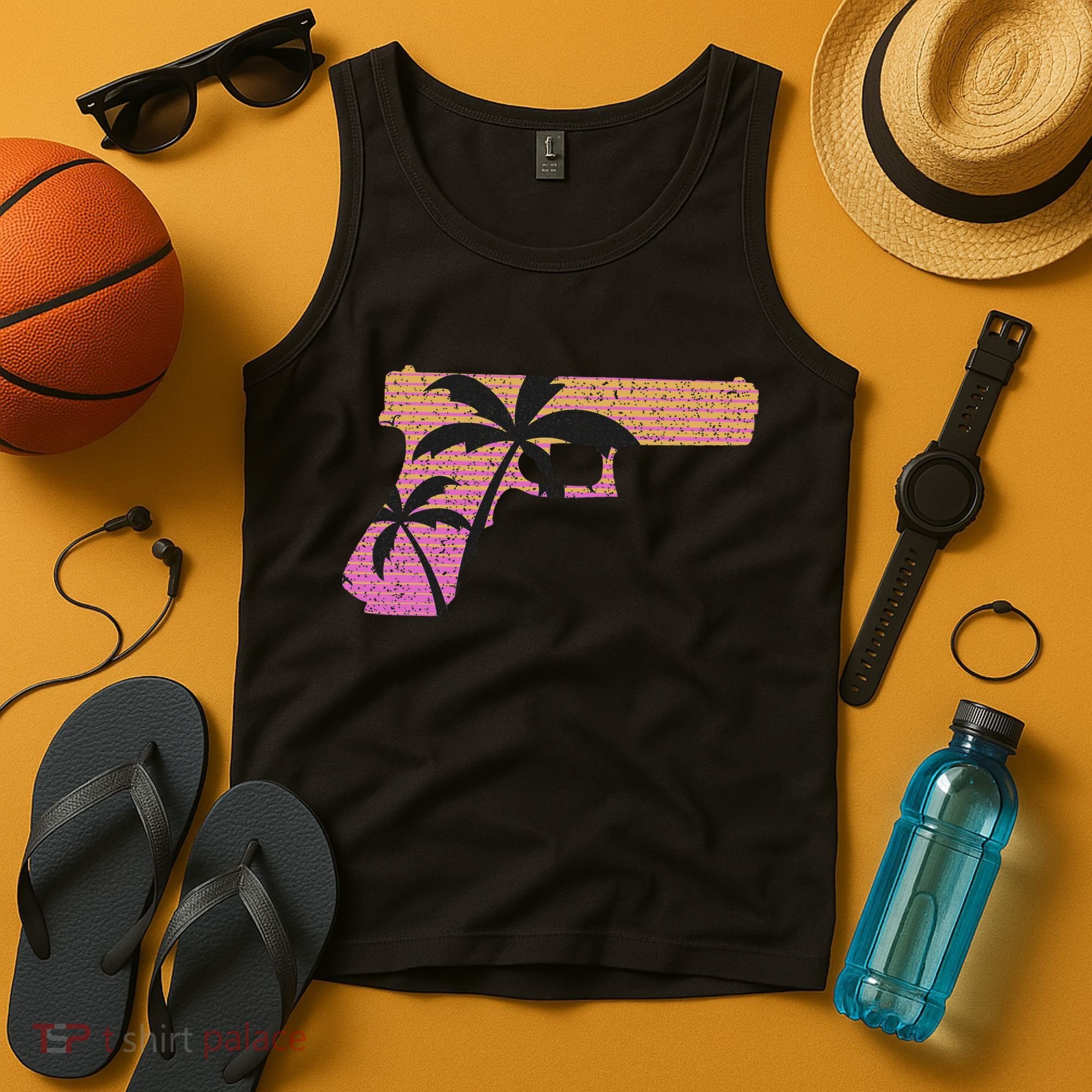 Tropical Gun Lover Firearm Beach Cute Hawaiian Gift Aloha Tank Top
