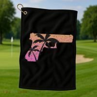 Tropical Gun Lover Firearm Beach Cute Hawaiian Gift Aloha Golf Towel thumb 1