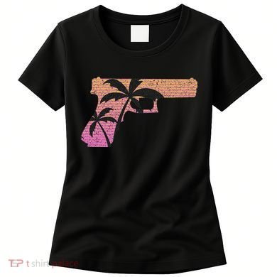 Tropical Gun Lover Firearm Beach Cute Hawaiian Gift Aloha Women's T-Shirt