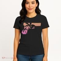 Tropical Gun Lover Firearm Beach Cute Hawaiian Gift Aloha Women's T-Shirt thumb 4