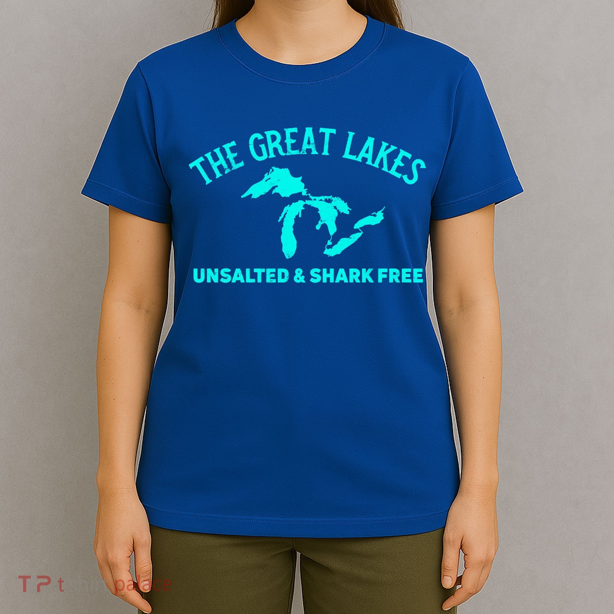 The Great Lakes Unsalted And Shark Free Michigan Gift Vintage Gift T-Shirt