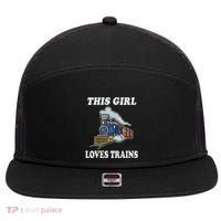This Girl Loves Trains Train Lover 7 Panel Mesh Trucker Snapback Hat thumb 0