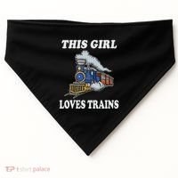 This Girl Loves Trains Train Lover USA-Made Doggie Bandana thumb 0