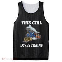 This Girl Loves Trains Train Lover Mesh Reversible Basketball Jersey Tank thumb 0
