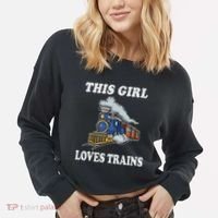 This Girl Loves Trains Train Lover Cropped Pullover Crew thumb 2