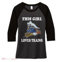 This Girl Loves Trains Train Lover Women's Tri-Blend 3/4-Sleeve Raglan Shirt thumb 0