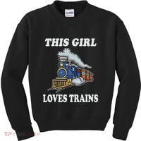 This Girl Loves Trains Train Lover Kids Sweatshirt thumb 0