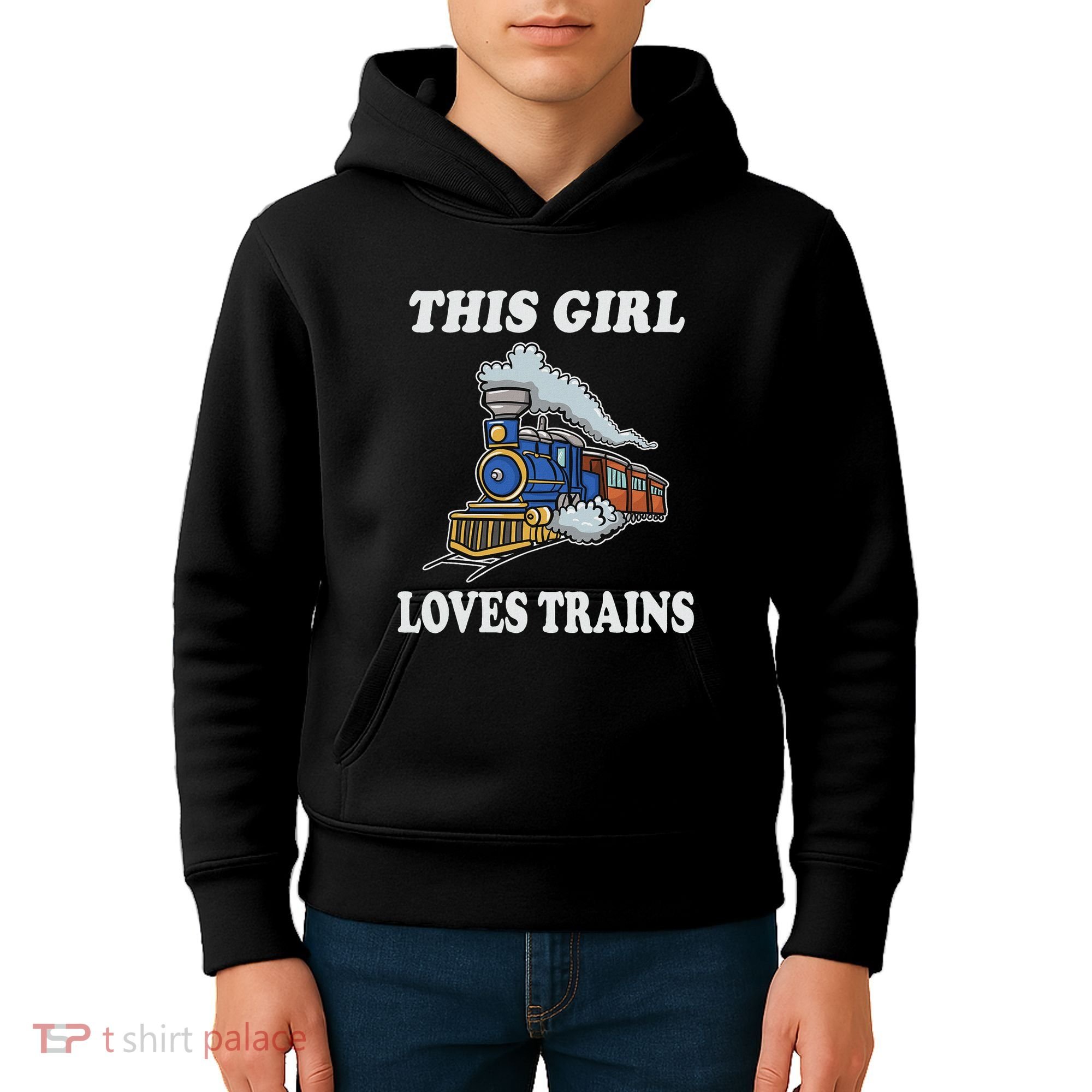 This Girl Loves Trains Train Lover Kids Hoodie