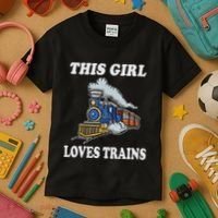 This Girl Loves Trains Train Lover Kids T-Shirt thumb 3