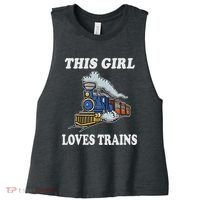 This Girl Loves Trains Train Lover Women's Racerback Cropped Tank thumb 0