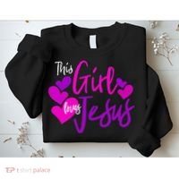 This Girl Loves Jesus Hearts Christian  Sweatshirt thumb 2