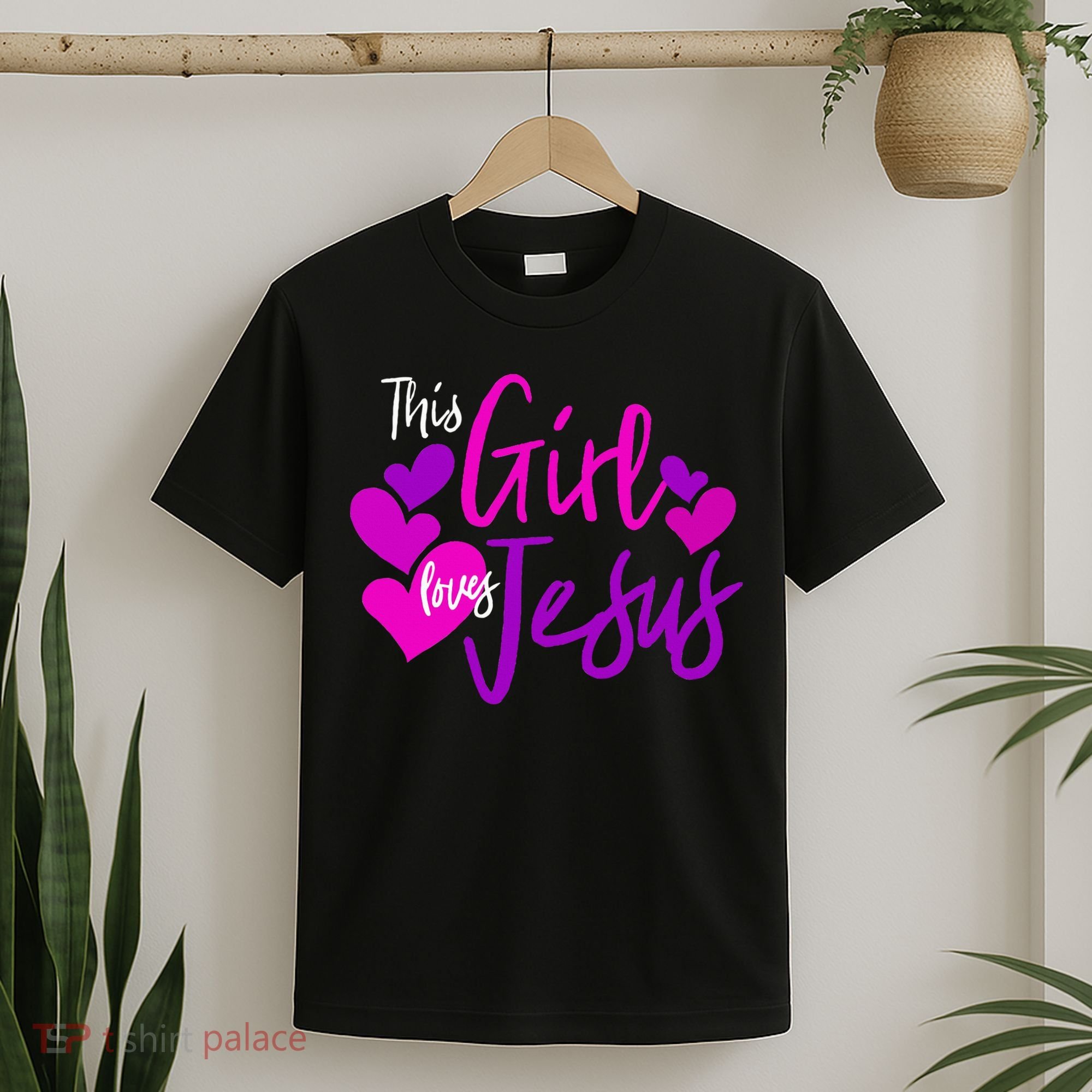This Girl Loves Jesus Hearts Christian  T-Shirt